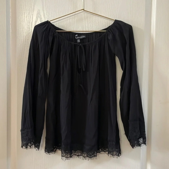 For Love And Lemons Tops - FL&L Lace trim black blouse size XS